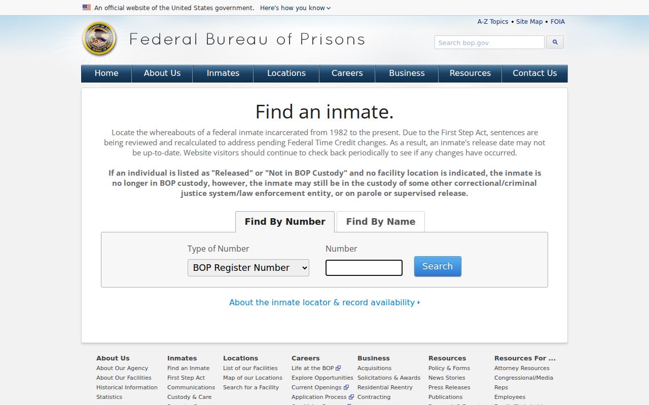 Federal BOP locator after a Hardeman County arrest search