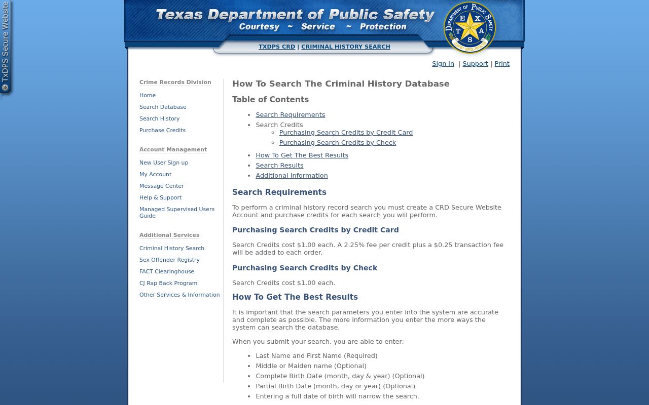 Texas DPS name search help for Hardeman County arrest records