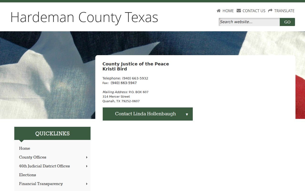 Hardeman County court case records Justice of the Peace contact page