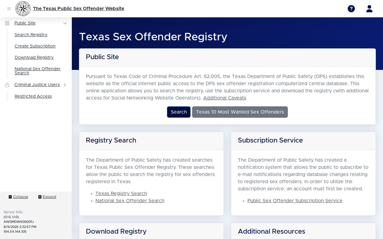 Hardeman County sex offender lookup in the Texas DPS registry